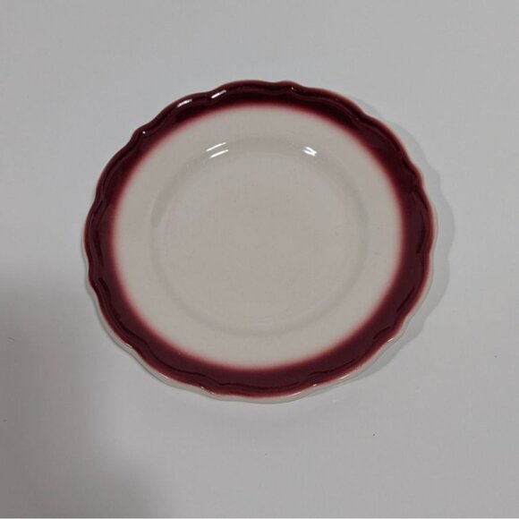 Syracuse China White Red Band Ceramic Plate 6.5" Scalloped Edge Vintage - Picture 1 of 5